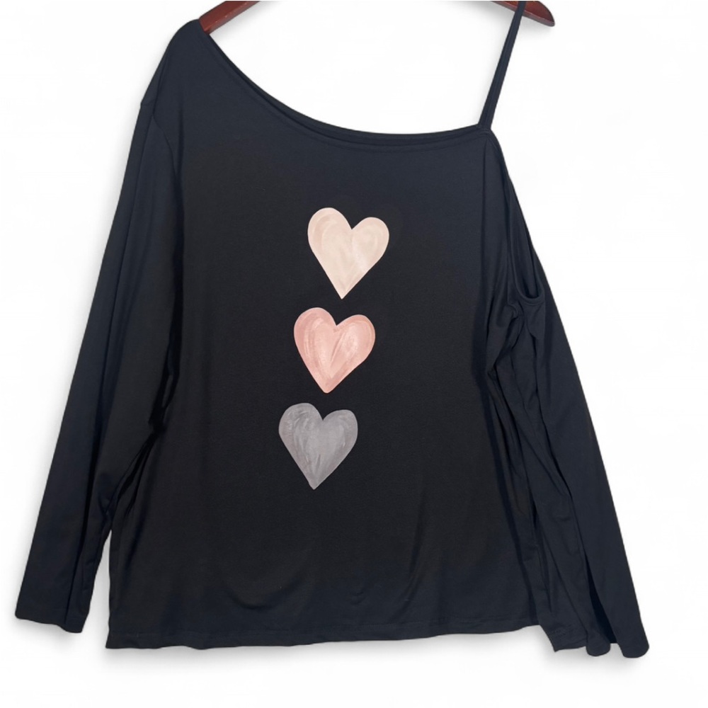 SHEIN Curve One Shoulder Heart Graphic Top NWOT Size 3XL